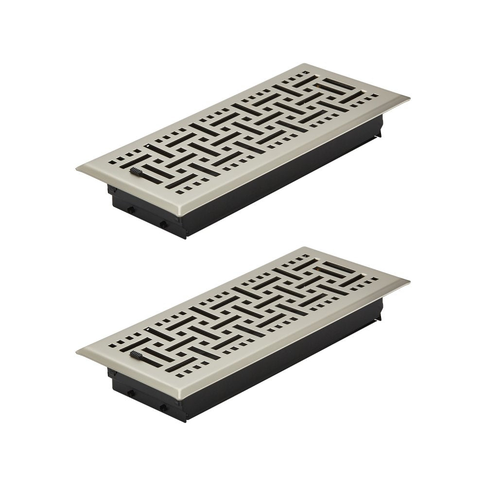 WF0410SN-2PK - Modern 4x10 Inch Nickel-Plated Floor Vents for Easy Airflow Control