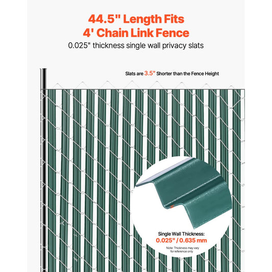 PE FENCE 001 - 44.5" HDPE Chain Link Fence Slats for 4' Privacy Protection