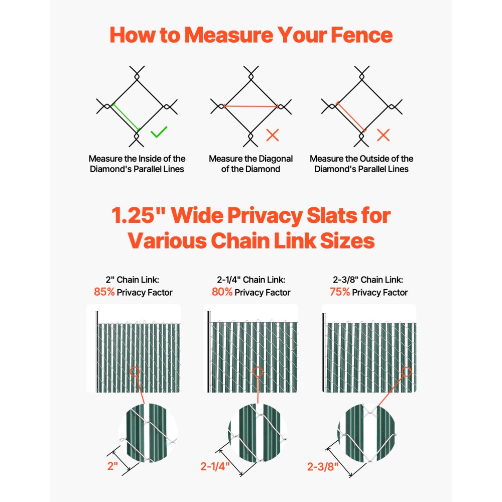 PE FENCE 001 - 44.5" HDPE Chain Link Fence Slats for 4' Privacy Protection