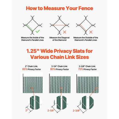 PE FENCE 001 - 44.5" HDPE Chain Link Fence Slats for 4' Privacy Protection