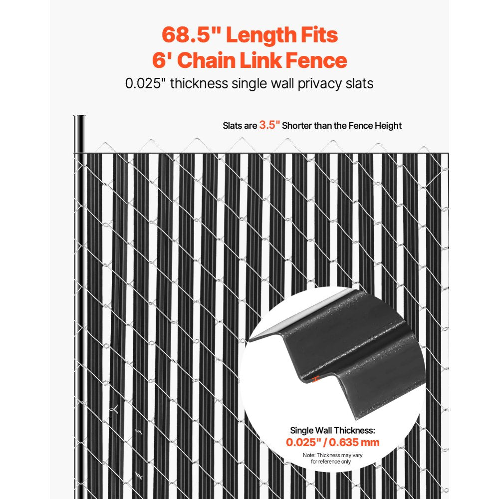 PE FENCE 003 - 68.5" Black HDPE Privacy Slats for 6' Fences