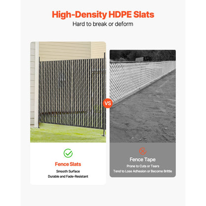 PE FENCE 003 - 68.5" Black HDPE Privacy Slats for 6' Fences