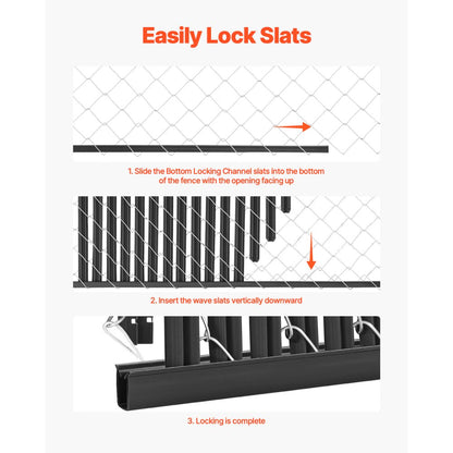 PE FENCE 003 - 68.5" Black HDPE Privacy Slats for 6' Fences
