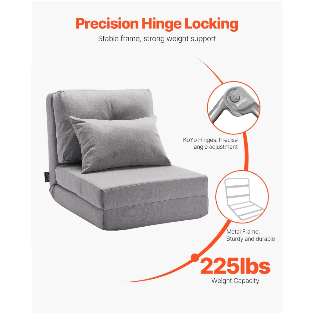 QX-1252A - Gray Multifunctional Flip Chair & Sofa Bed with 5 Positions