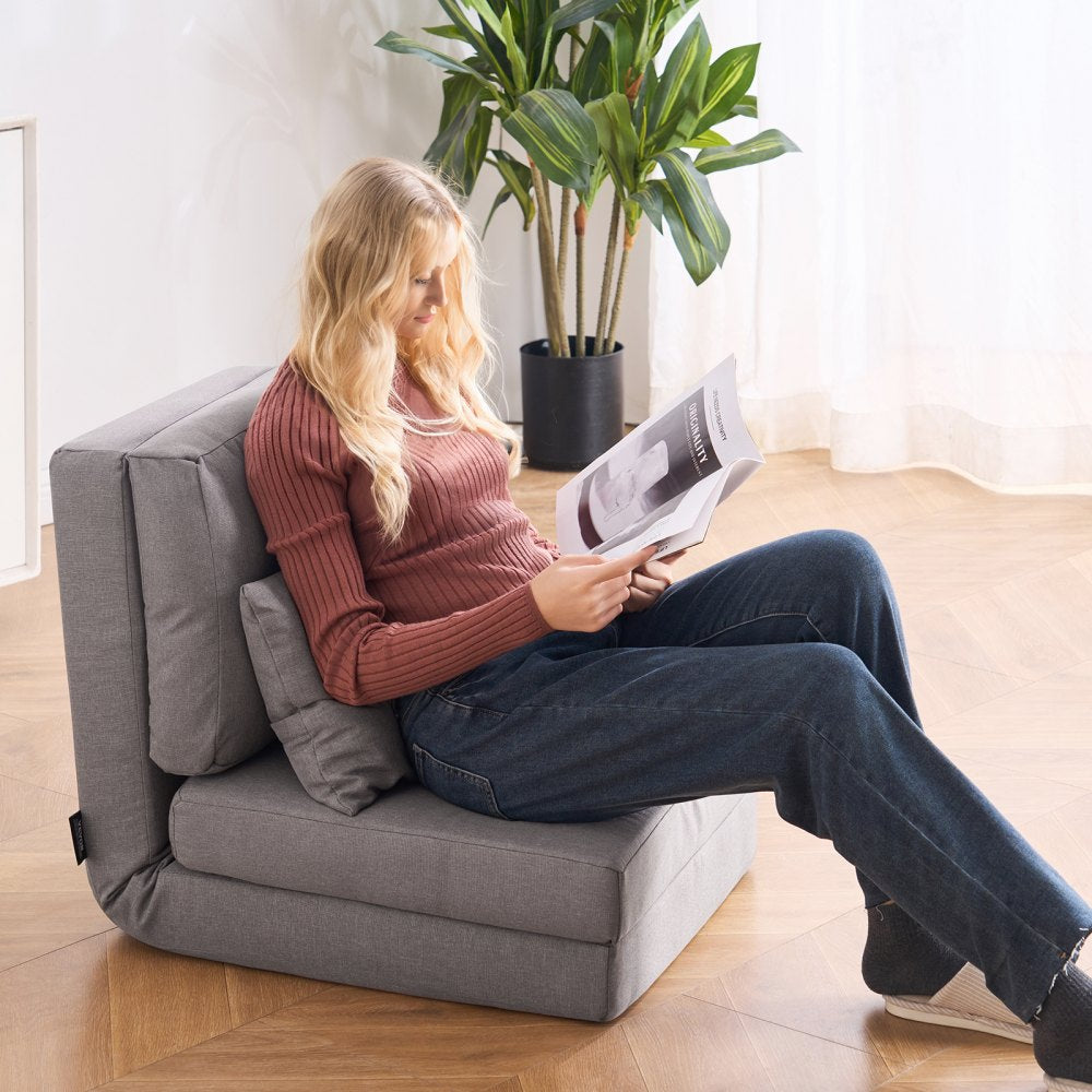 QX-1252A - Gray Multifunctional Flip Chair & Sofa Bed with 5 Positions