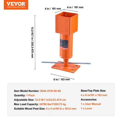 204A-0110-00-00 - VEVOR Heavy-Duty 4"x4" Adjustable Screw Jack Post for Support