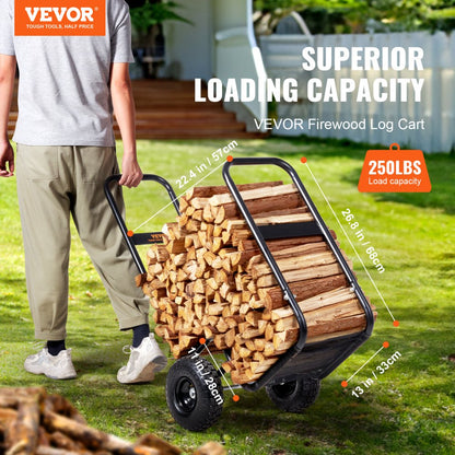 FC1359-SYT Firewood Cart with Pneumatic Wheels, 250 lb Capacity