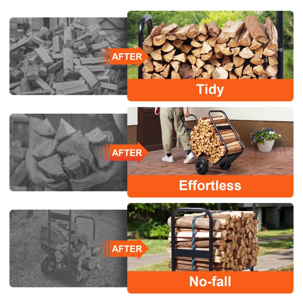 FC1359-SYT Firewood Cart with Pneumatic Wheels, 250 lb Capacity