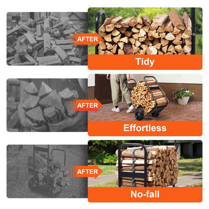 FC1359-SYT Firewood Cart with Pneumatic Wheels, 250 lb Capacity