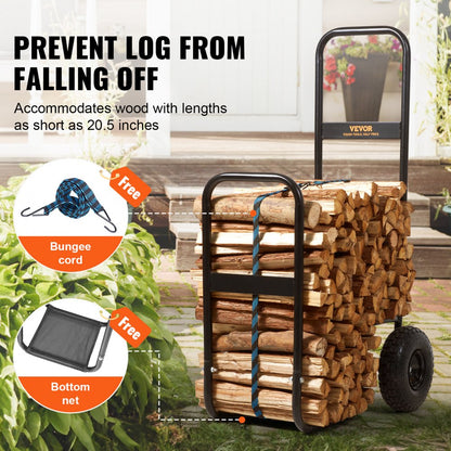 FC1359-SYT Firewood Cart with Pneumatic Wheels, 250 lb Capacity