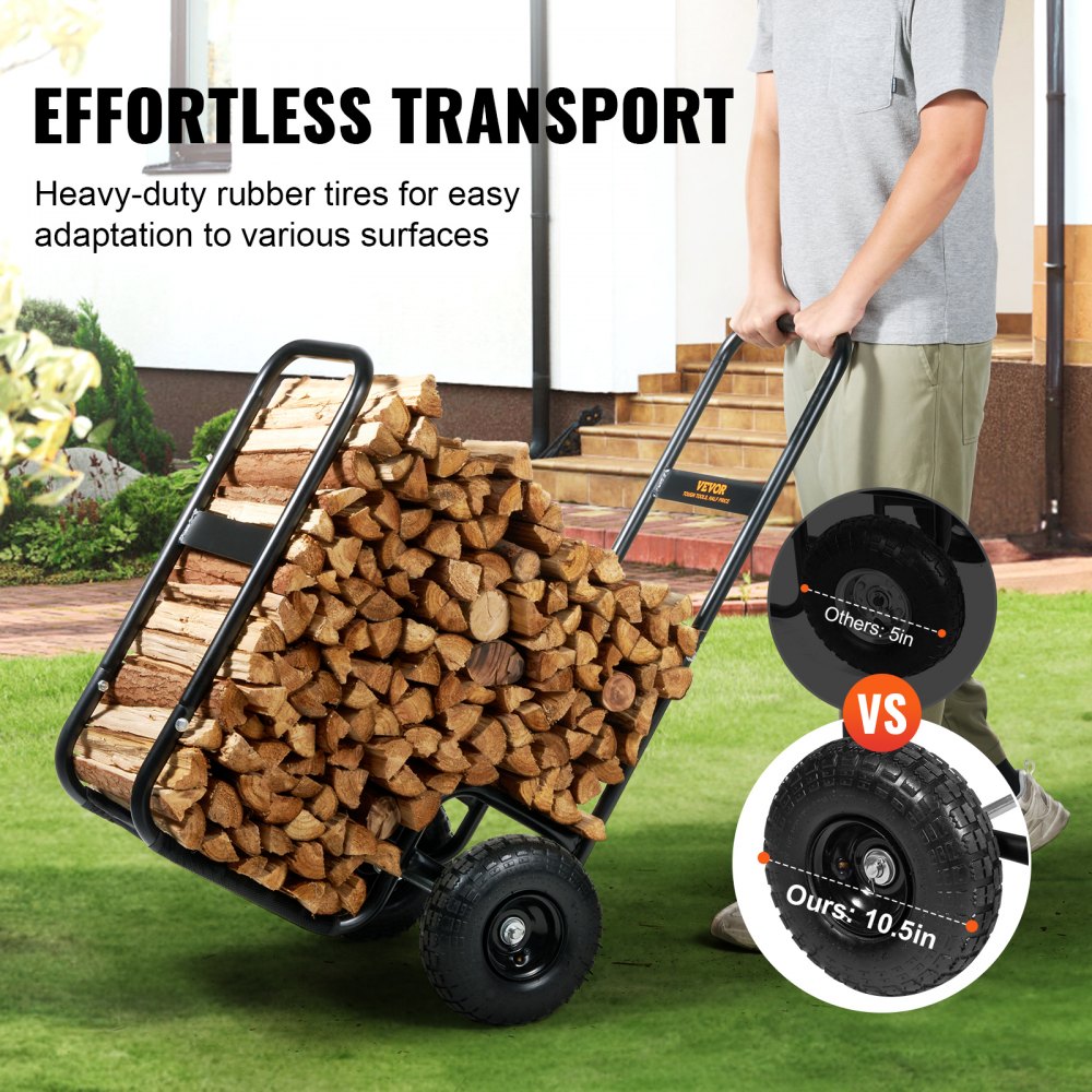 FC1359-SYT Firewood Cart with Pneumatic Wheels, 250 lb Capacity