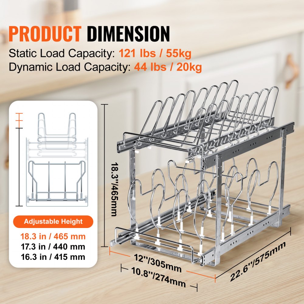 LX-C9285 - Expandable Carbon Steel Pot Rack with Full-Extension Pull-Out System