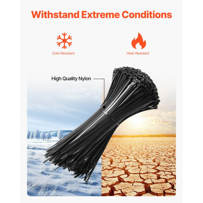 CC12 - 1000-Pack Durable 12-Inch Nylon Zip Ties, 50lbs Strength