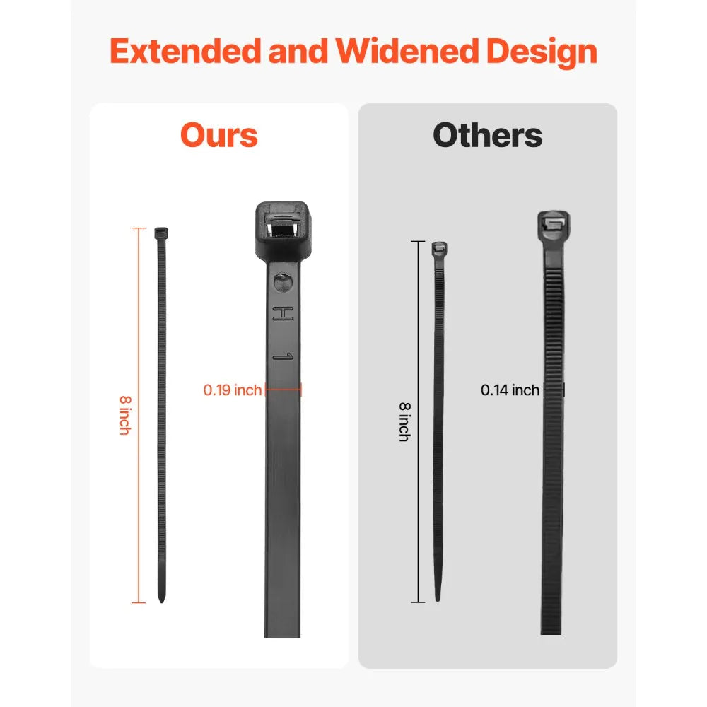 CC08 - 1000 Pack 8-Inch Nylon Zip Ties, 45lbs Strength