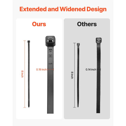 CC08 - 1000 Pack 8-Inch Nylon Zip Ties, 45lbs Strength