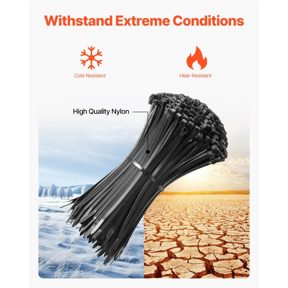 CC08 - 1000 Pack 8-Inch Nylon Zip Ties, 45lbs Strength