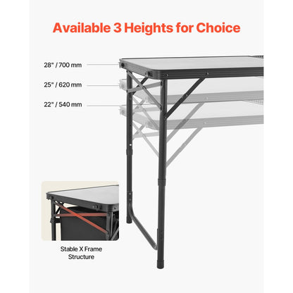 SKU10 - Adjustable Height Outdoor Kitchen Table with Storage and Quick Setup
