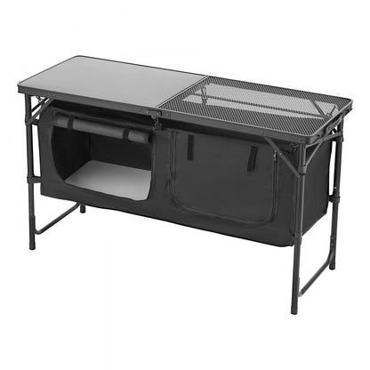 SKU10 - Adjustable Height Outdoor Kitchen Table with Storage and Quick Setup