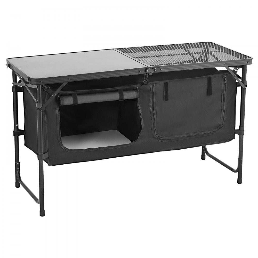 SKU10 - Adjustable Height Outdoor Kitchen Table with Storage and Quick Setup