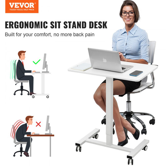 GT-SR50-5 - Adjustable Mobile Standing Desk 28"-44", 40 lbs Capacity