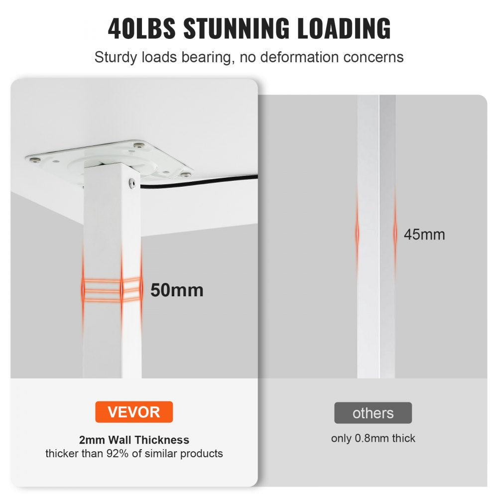 GT-SR50-5 - Adjustable Mobile Standing Desk 28"-44", 40 lbs Capacity