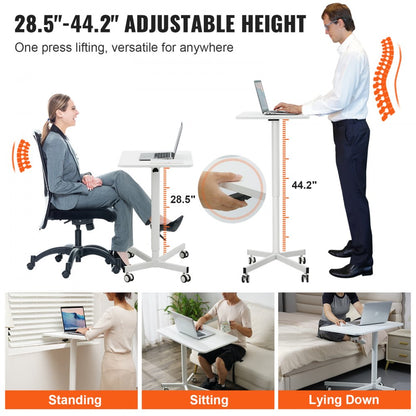 GT-SY50-4 - Versatile Mobile Desk 29.1”x18.9”, Adjustable Height 28.5-44.2”