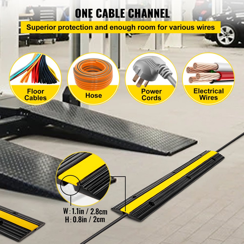 GXB4TZ1000X250X50LS26 - Durable 40'' Rubber Cable Protector Ramp, Supports 18,000 lbs
