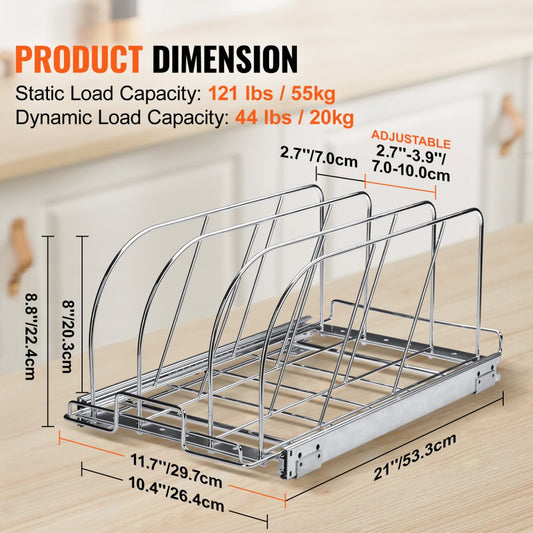 CH-HGGJ02 - Expandable Carbon Steel Under Cabinet Rack for Pans & Pots