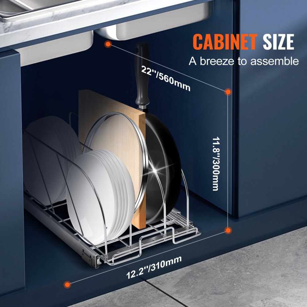 CH-HGGJ02 - Expandable Carbon Steel Under Cabinet Rack for Pans & Pots