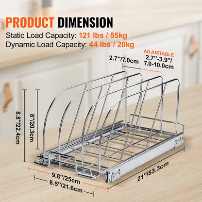 CH-HGGJ01 - Adjustable Chrome Pot Rack & Cookie Sheet Organizer for Kitchens