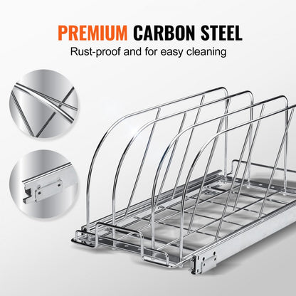 CH-HGGJ01 - Adjustable Chrome Pot Rack & Cookie Sheet Organizer for Kitchens