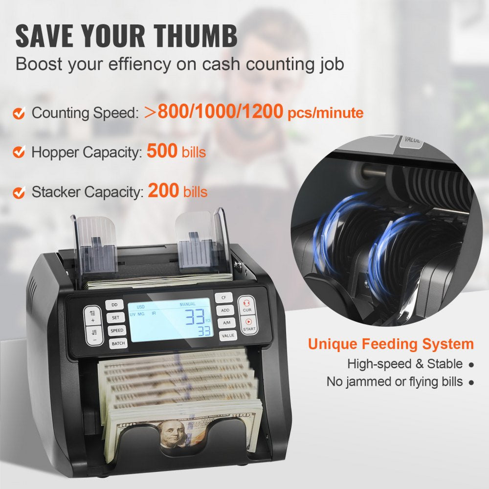 AL-162A - High-Speed Money Counter, 1200 Bills/Minute for Retail & Banking