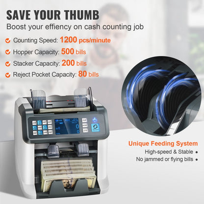 AL-955 - High-Speed 1200 Bills/Minute Money Counter Machine