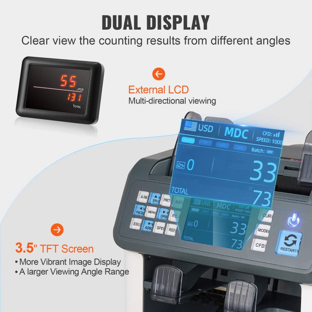 AL-955 - High-Speed 1200 Bills/Minute Money Counter Machine
