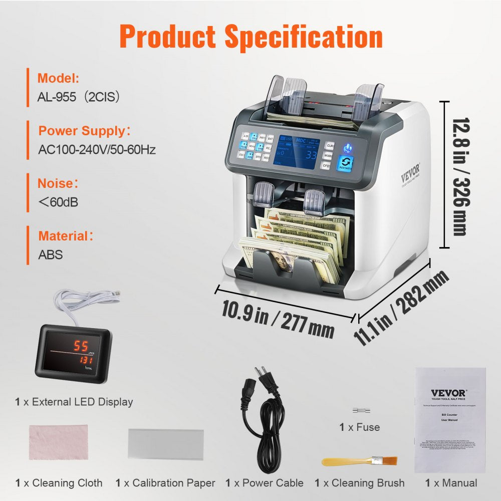 AL-955 - High-Speed 1200 Bills/Minute Money Counter Machine
