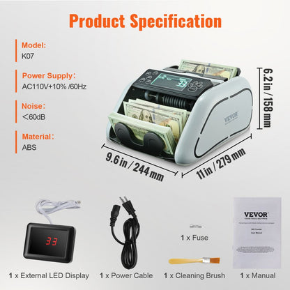 K07 - High-Speed Currency Counter with UV/MG/IR Detection