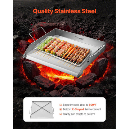 HH-SP002 - 18x16 Flat Stainless Steel Griddle Pan for Easy Cooking
