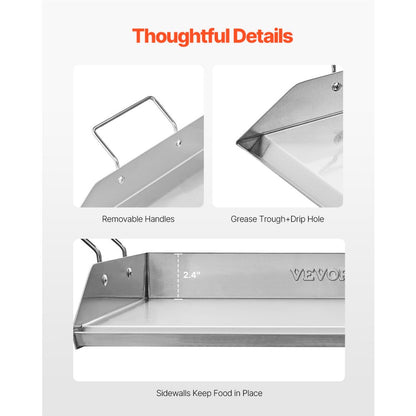 HH-SP002 - 18x16 Flat Stainless Steel Griddle Pan for Easy Cooking