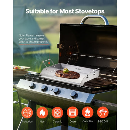 HH-SP002 - 18x16 Flat Stainless Steel Griddle Pan for Easy Cooking