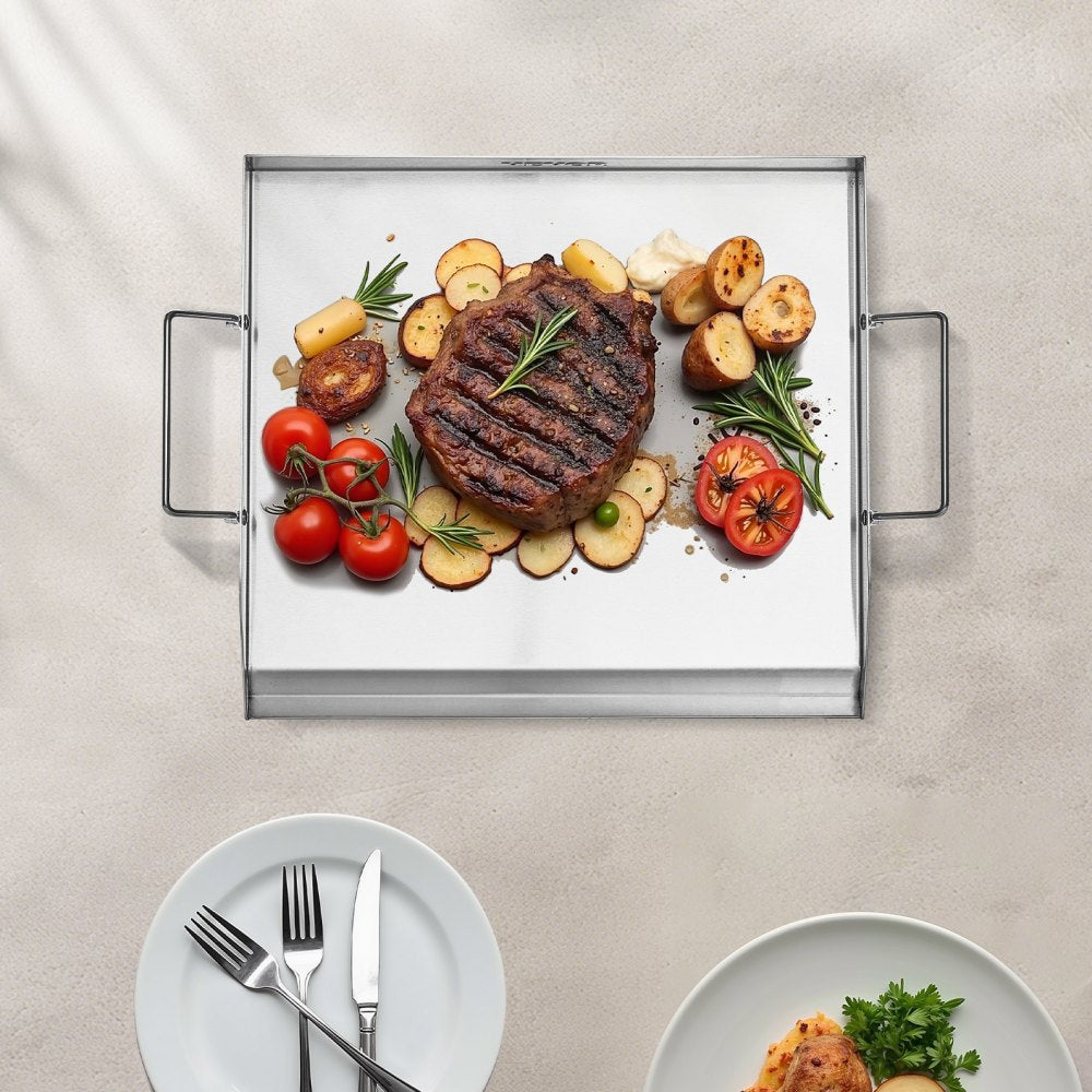 HH-SP002 - 18x16 Flat Stainless Steel Griddle Pan for Easy Cooking