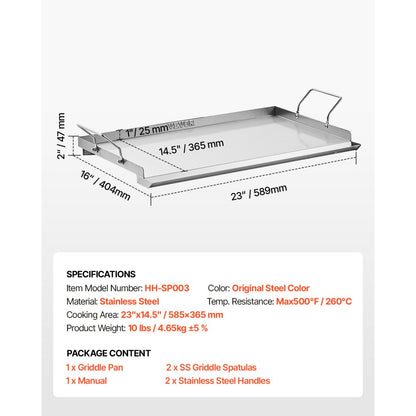HH-SP003 - Spacious Flat Griddle for Universal Cooking & Easy Cleanup