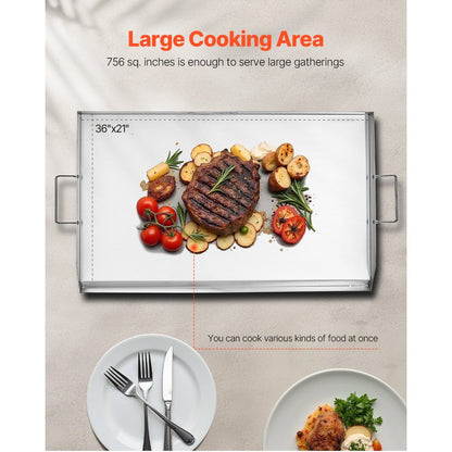 HH-SP005 - 36x22 in Durable Stainless Steel Griddle for Versatile Cooking