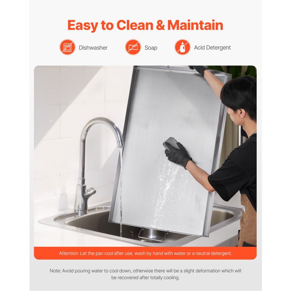 HH-SP005 - 36x22 in Durable Stainless Steel Griddle for Versatile Cooking