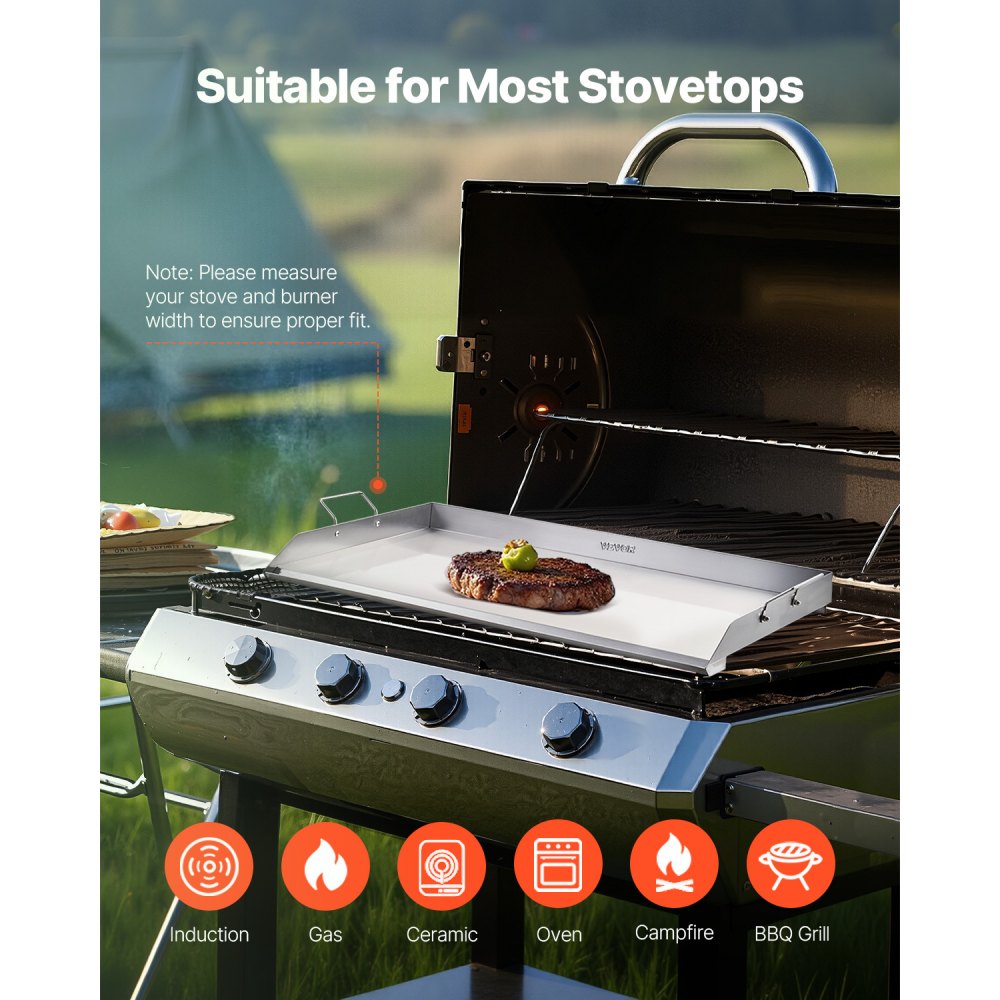 HH-SP005 - 36x22 in Durable Stainless Steel Griddle for Versatile Cooking