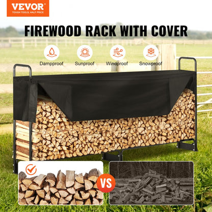 010786903433 - 8.5FT Heavy-Duty Firewood Rack with Waterproof Cover