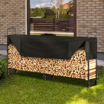 010786903433 - 8.5FT Heavy-Duty Firewood Rack with Waterproof Cover