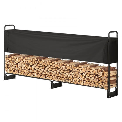 010786903433 - 8.5FT Heavy-Duty Firewood Rack with Waterproof Cover