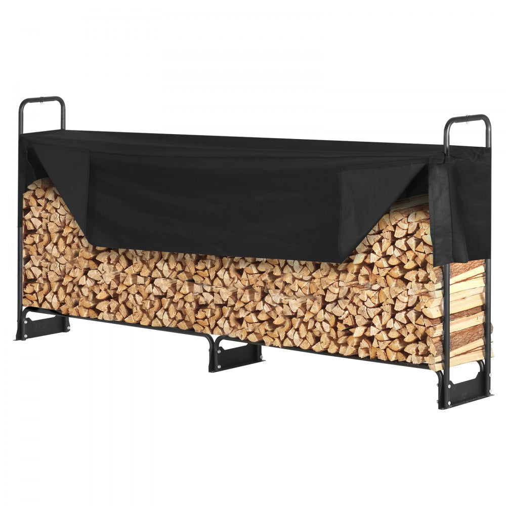 010786903433 - 8.5FT Heavy-Duty Firewood Rack with Waterproof Cover