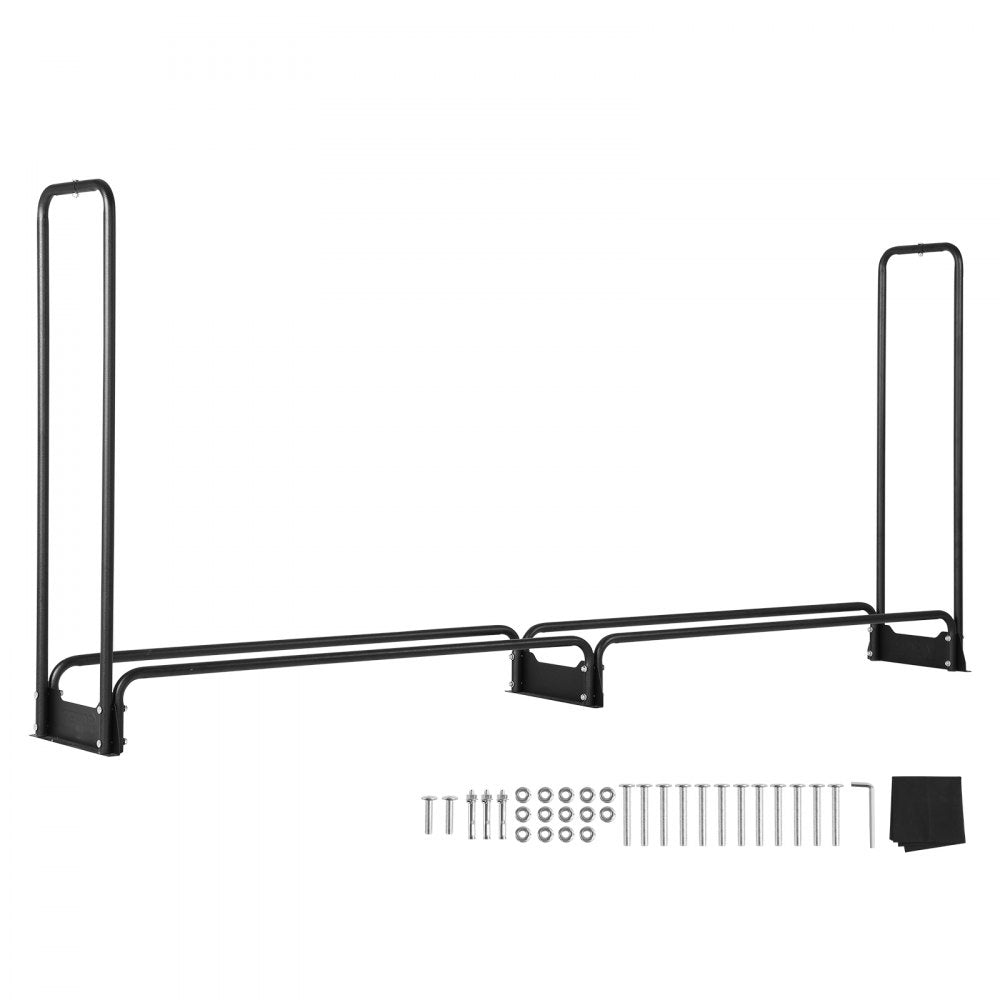 010786903433 - 8.5FT Heavy-Duty Firewood Rack with Waterproof Cover