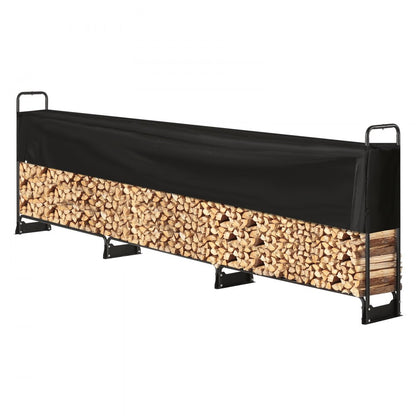 010688983821 - Heavy-Duty 12.7FT Steel Firewood Rack with Waterproof Cover